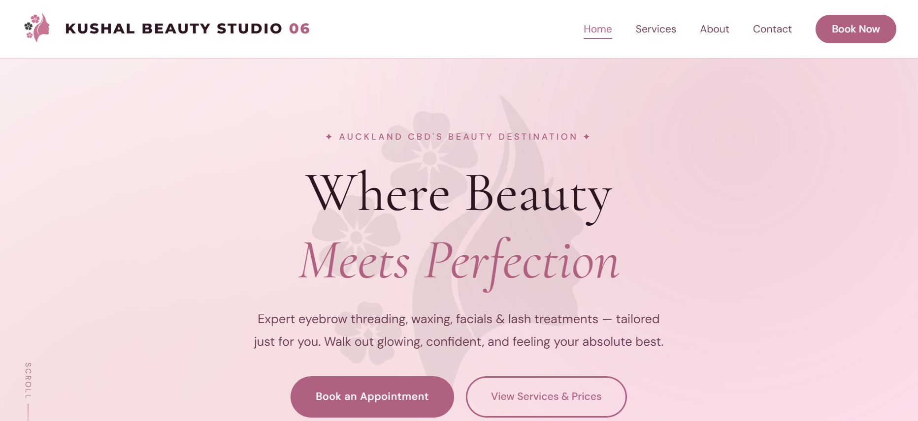 Kushal Beauty Studio website