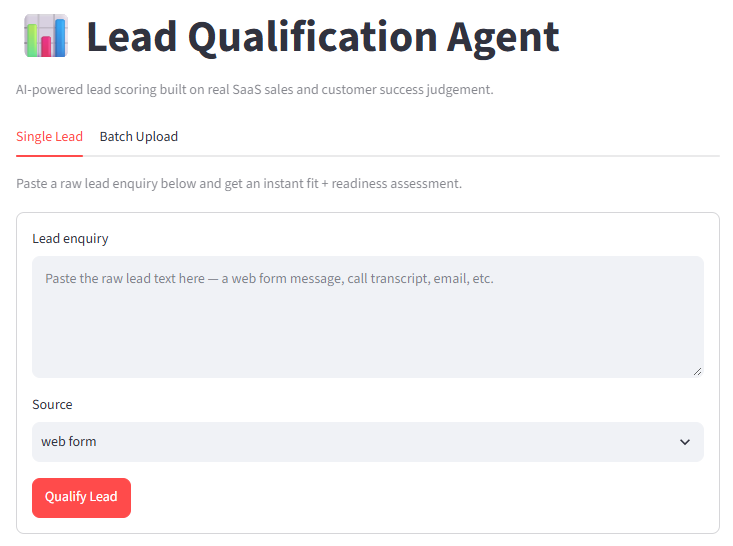 Lead Qualification Agent app